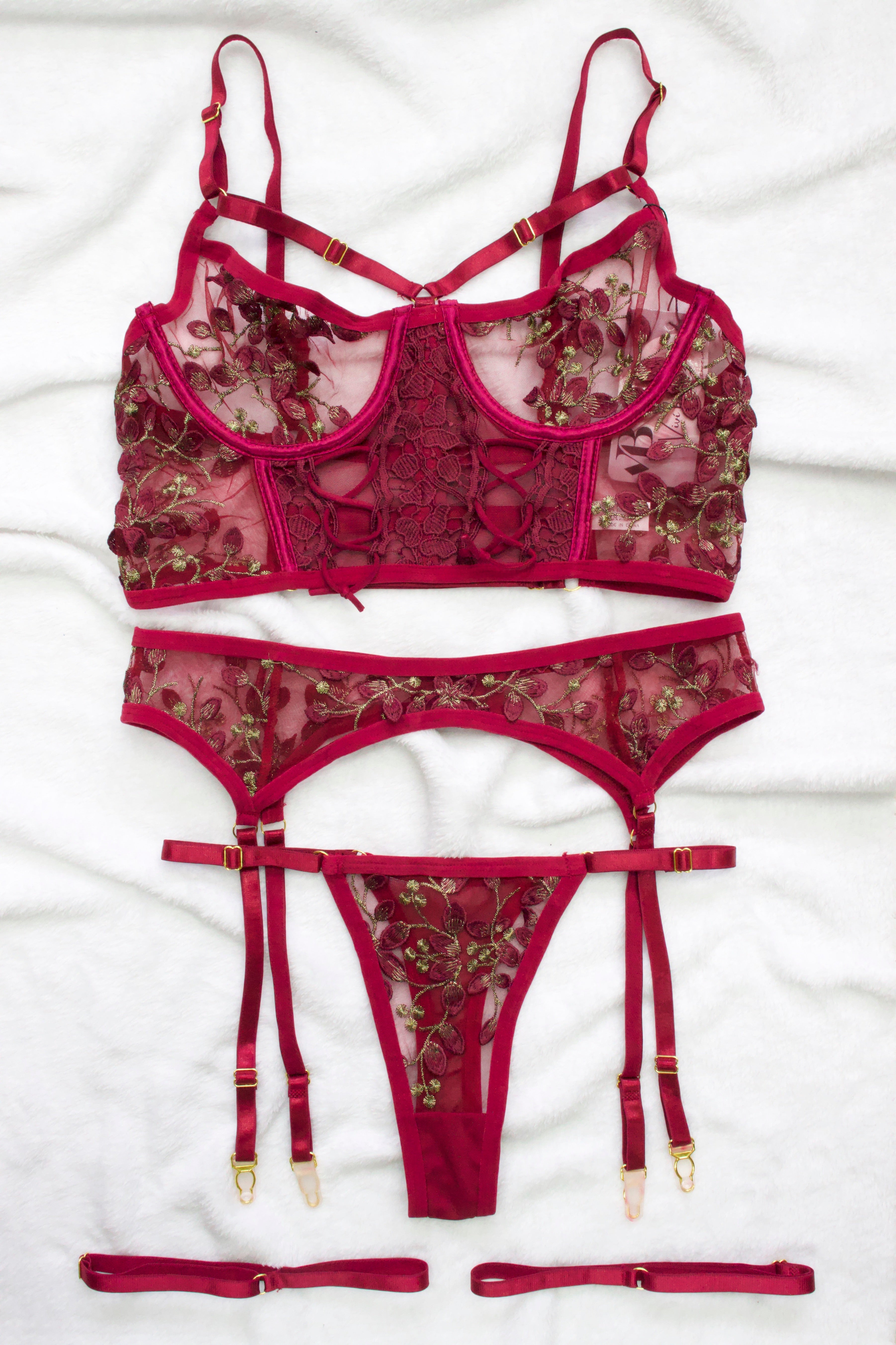 COORDINADO MESH CON BORDADO DE HOJAS PEQUEAS 86537