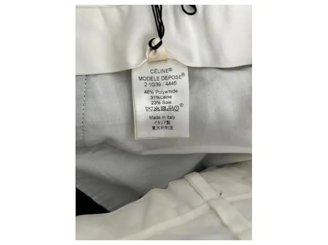 Céline Pantalón CELINE T.fr 40 poliéster Azul marino 