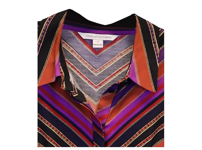 Diane von Furstenberg Minivestido con estampado de chevrón Chrissie en seda multicolor Impresión de pitón 