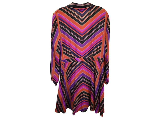 Diane von Furstenberg Minivestido con estampado de chevrón Chrissie en seda multicolor Impresión de pitón 