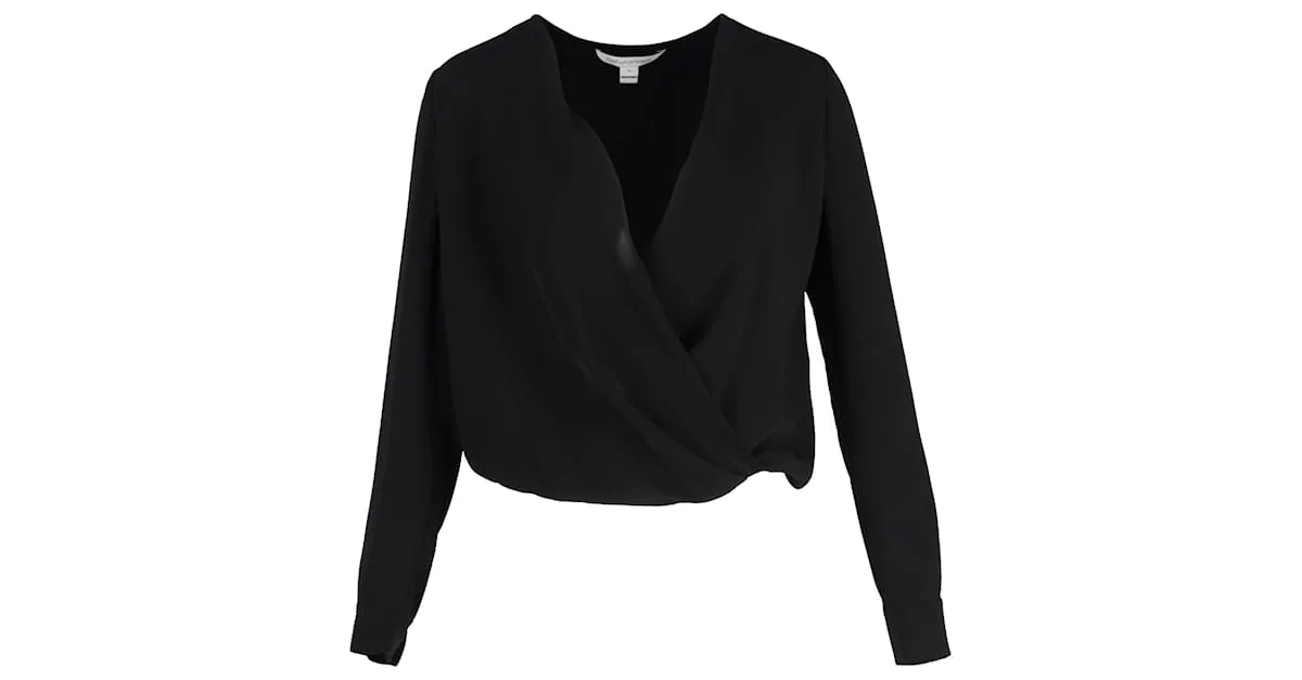 Diane Von Furstenberg Top con sobrepelliz en poliéster negro 