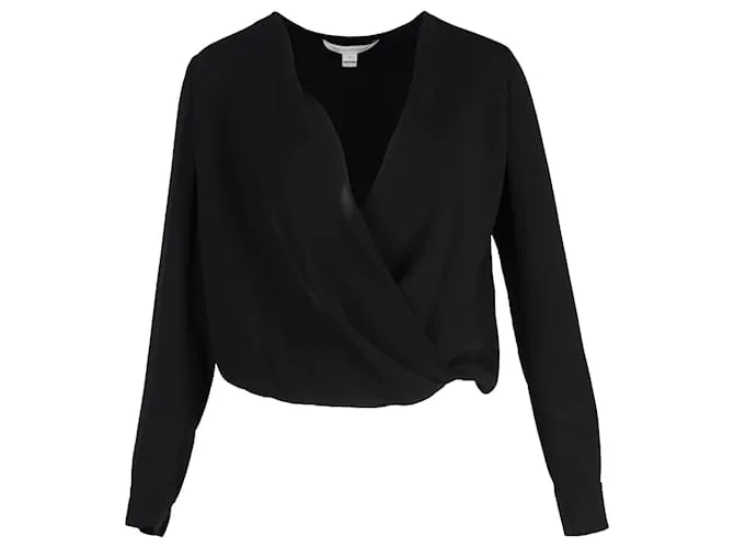 Diane Von Furstenberg Top con sobrepelliz en poliéster negro 