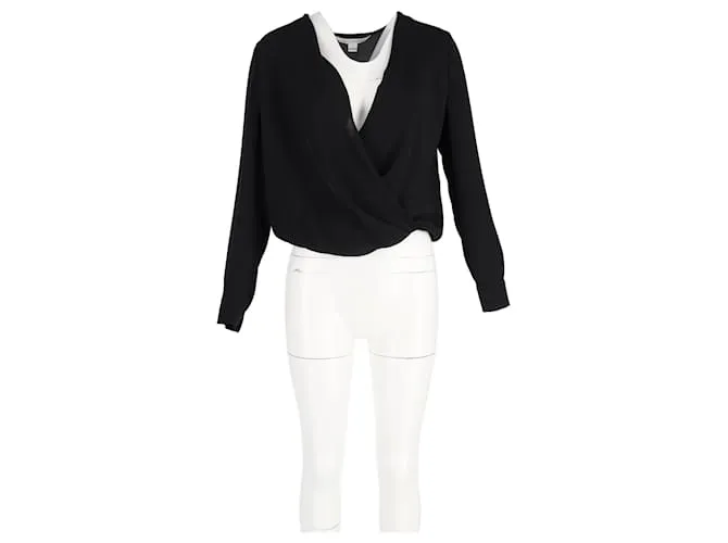 Diane Von Furstenberg Top con sobrepelliz en poliéster negro 