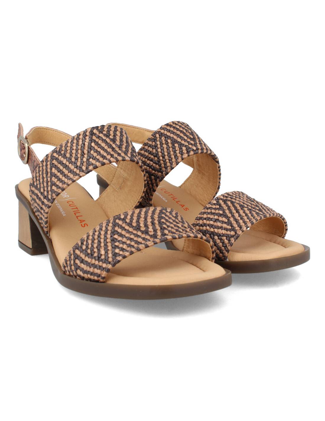 DOCTOR CUTILLAS  SANDALIA TACóN DOBLE TIRA HEBILLA CAMEL