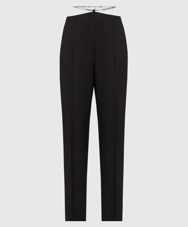 Dondup Black pants made of wool Blanca with a chain
