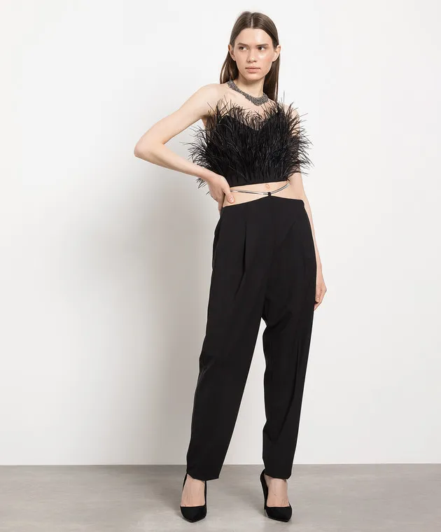 Dondup Black pants made of wool Blanca with a chain
