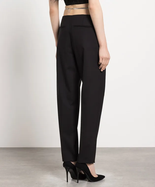 Dondup Black pants made of wool Blanca with a chain