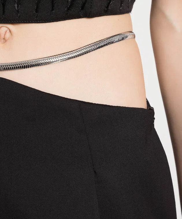 Dondup Black pants made of wool Blanca with a chain