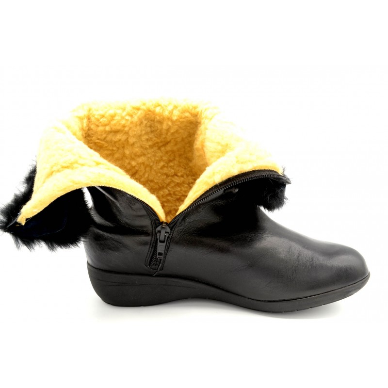 Drucker Calzapedic bota de piel con abrigo, color negro
