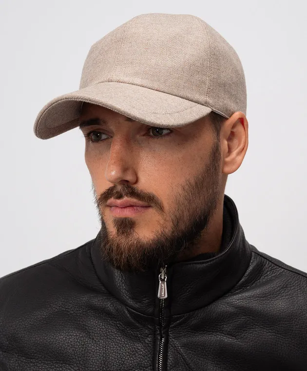Enrico Mandelli Beige wool and cashmere cap