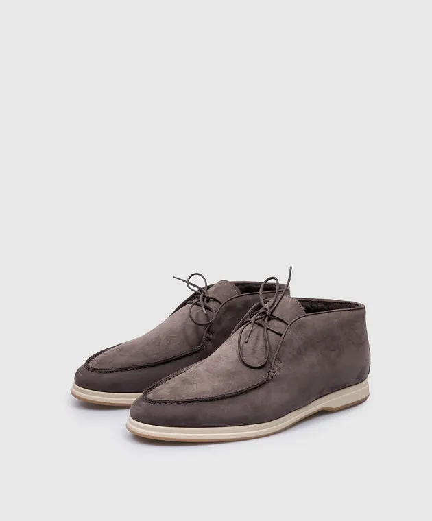 Enrico Mandelli Brown nubuck deserts on fur