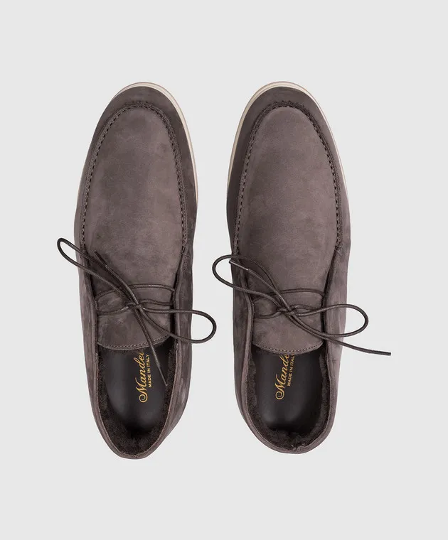 Enrico Mandelli Brown nubuck deserts on fur