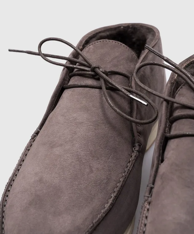Enrico Mandelli Brown nubuck deserts on fur