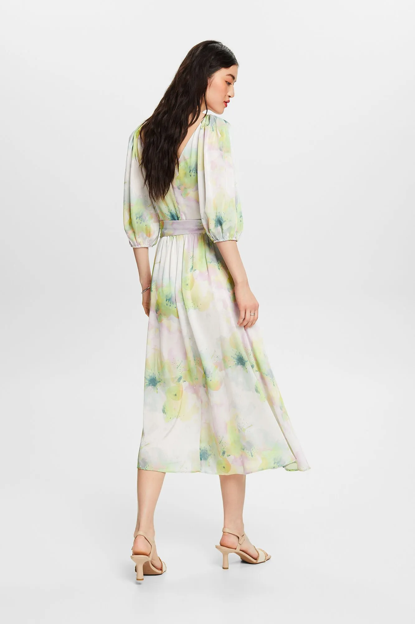 Esprit Vestido largo estampado manga 3/4
