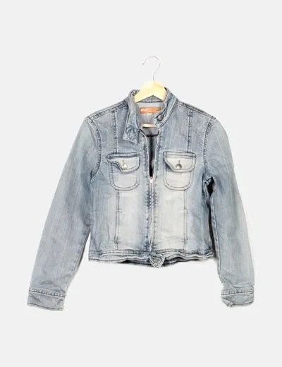 Etam Chaqueta denim azul manga larga