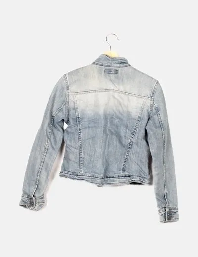 Etam Chaqueta denim azul manga larga
