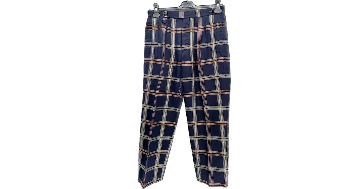 ETRO Pantalón T.ÉL 44 Seda Azul marino 