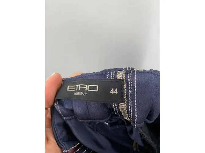 ETRO Pantalón T.ÉL 44 Seda Azul marino 