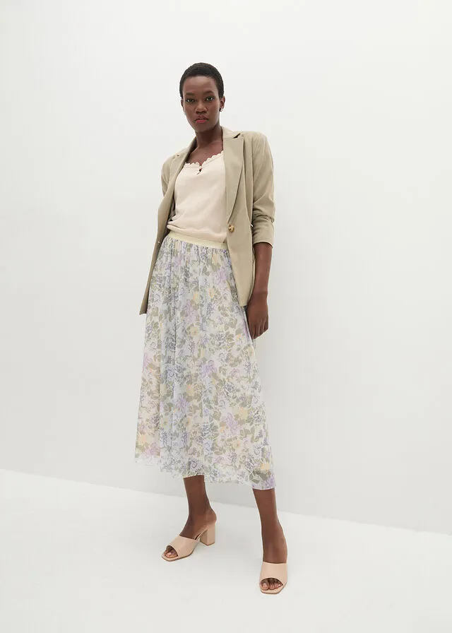 Falda beige con flores