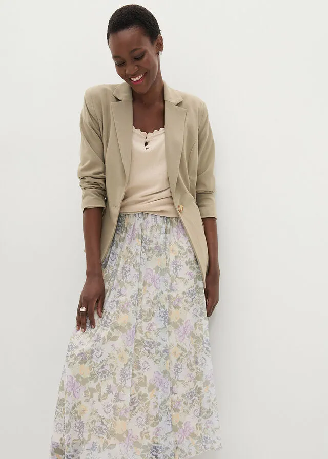 Falda beige con flores