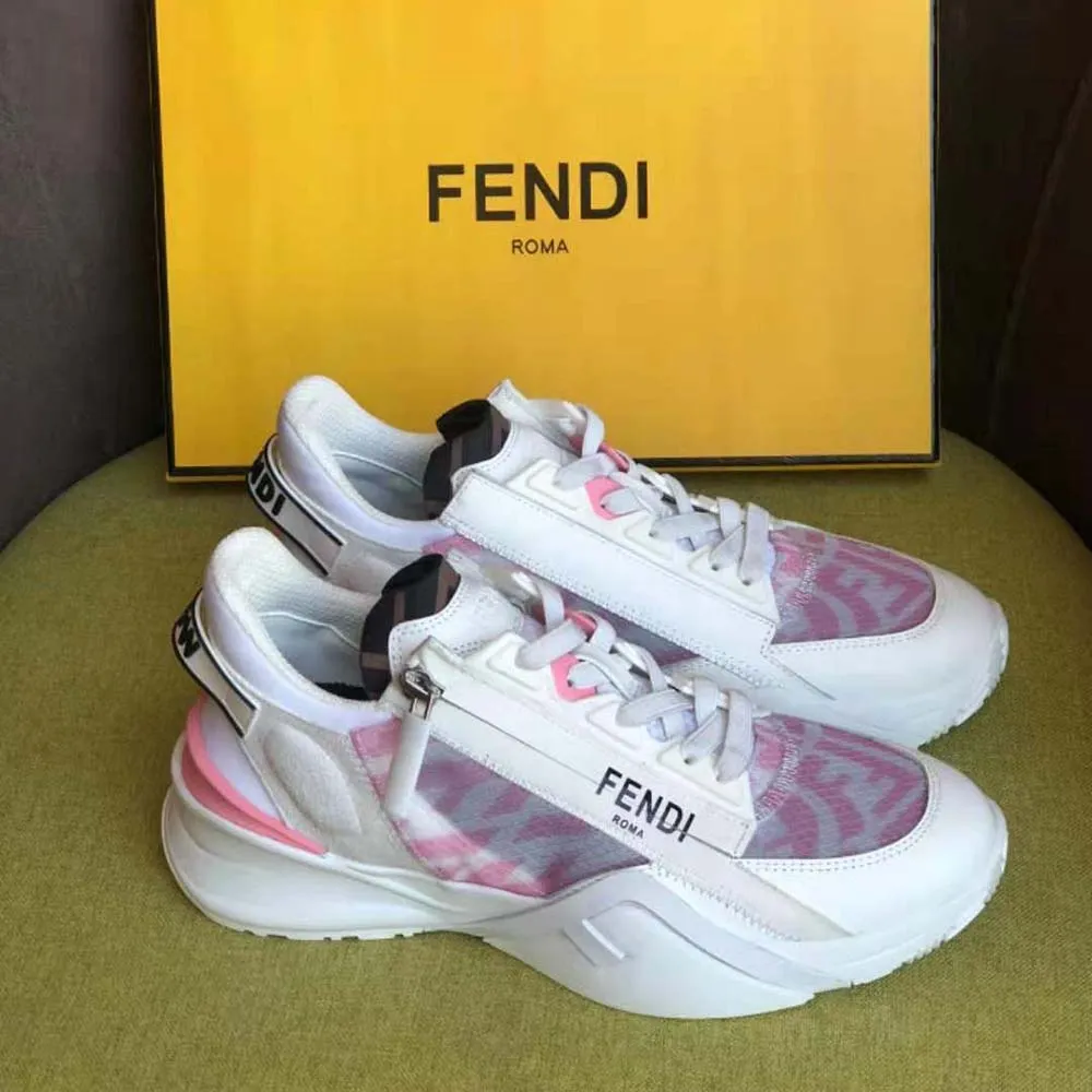 Fendi Mujer Flow Zapatillas Bajas De Nailon Rosa