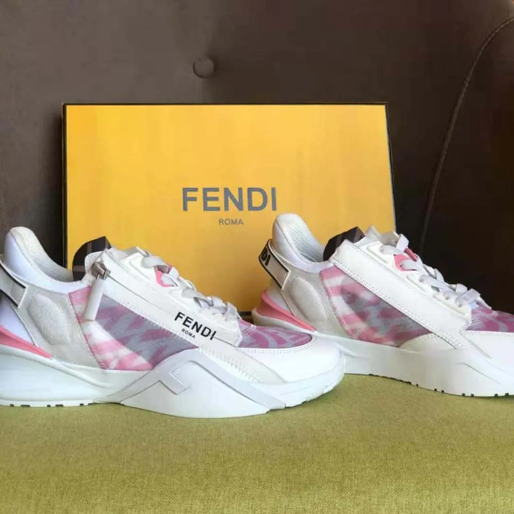 Fendi Mujer Flow Zapatillas Bajas De Nailon Rosa
