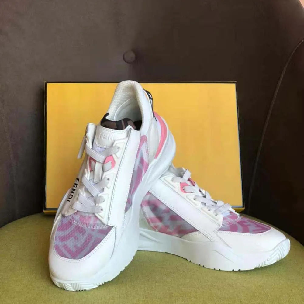 Fendi Mujer Flow Zapatillas Bajas De Nailon Rosa