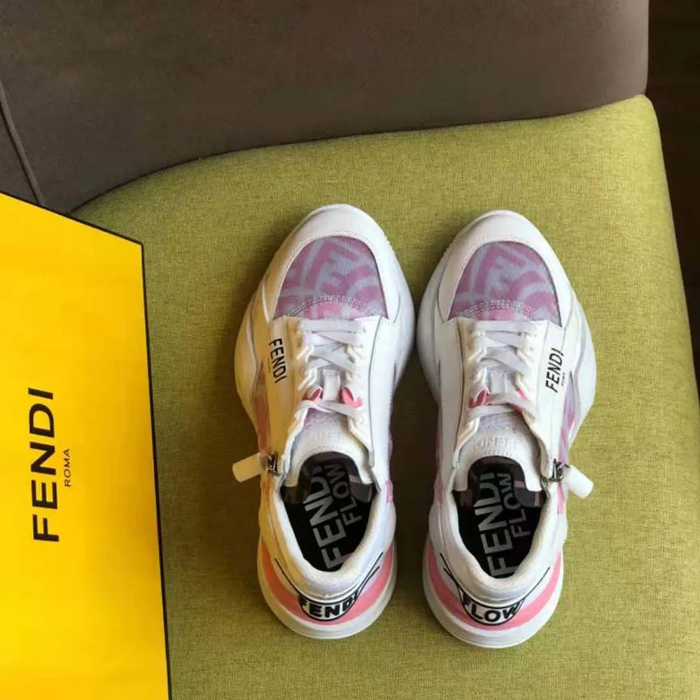 Fendi Mujer Flow Zapatillas Bajas De Nailon Rosa