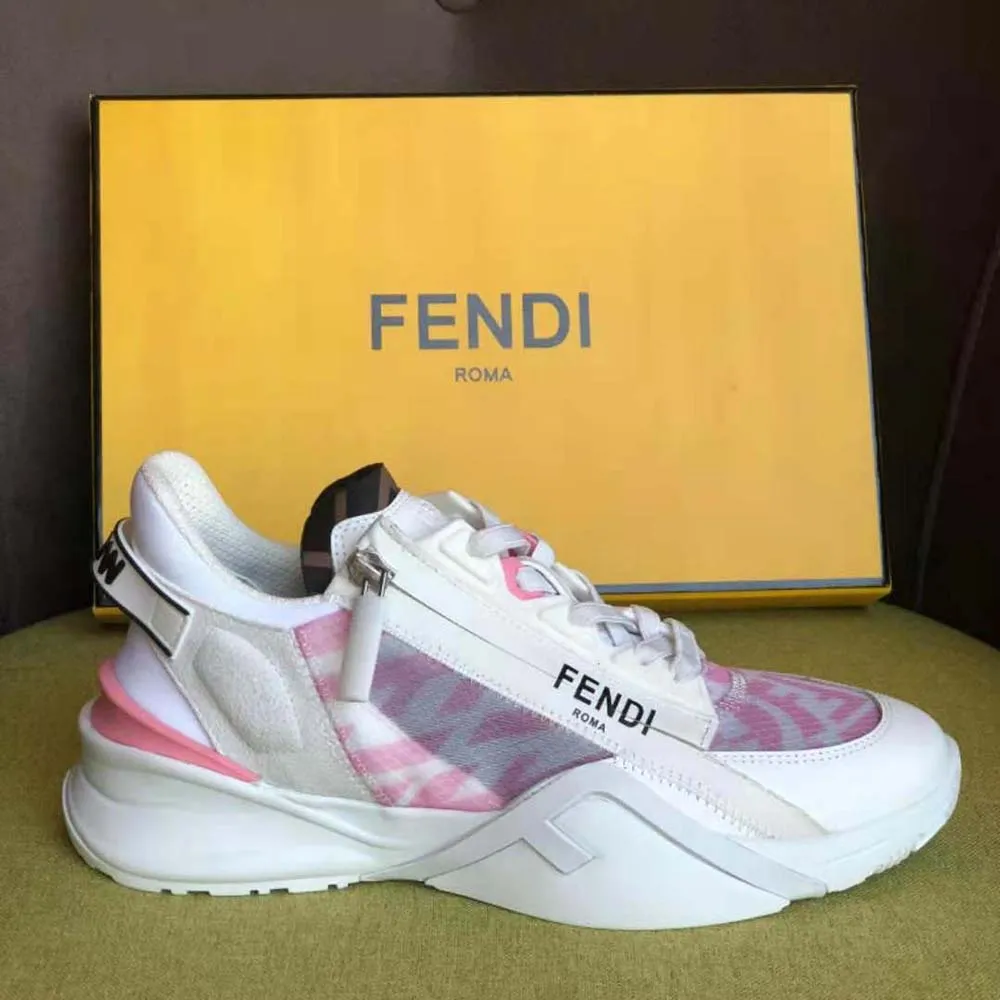 Fendi Mujer Flow Zapatillas Bajas De Nailon Rosa