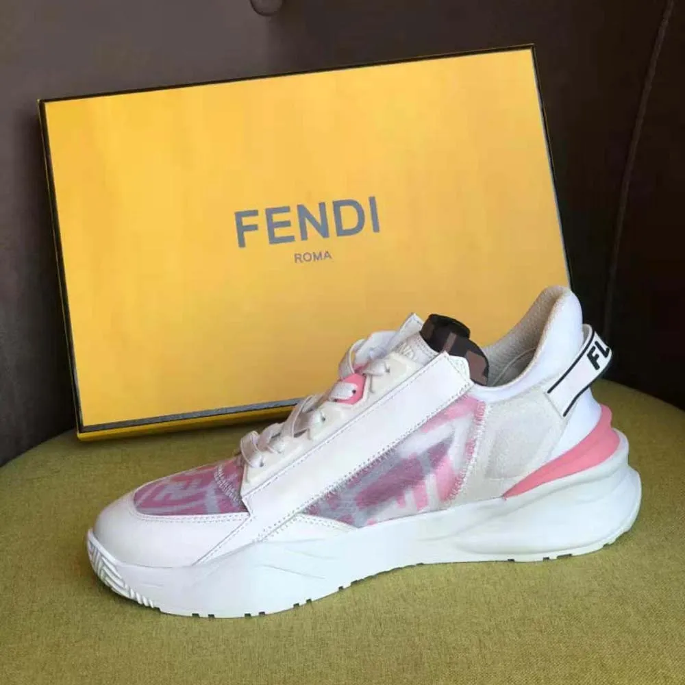 Fendi Mujer Flow Zapatillas Bajas De Nailon Rosa