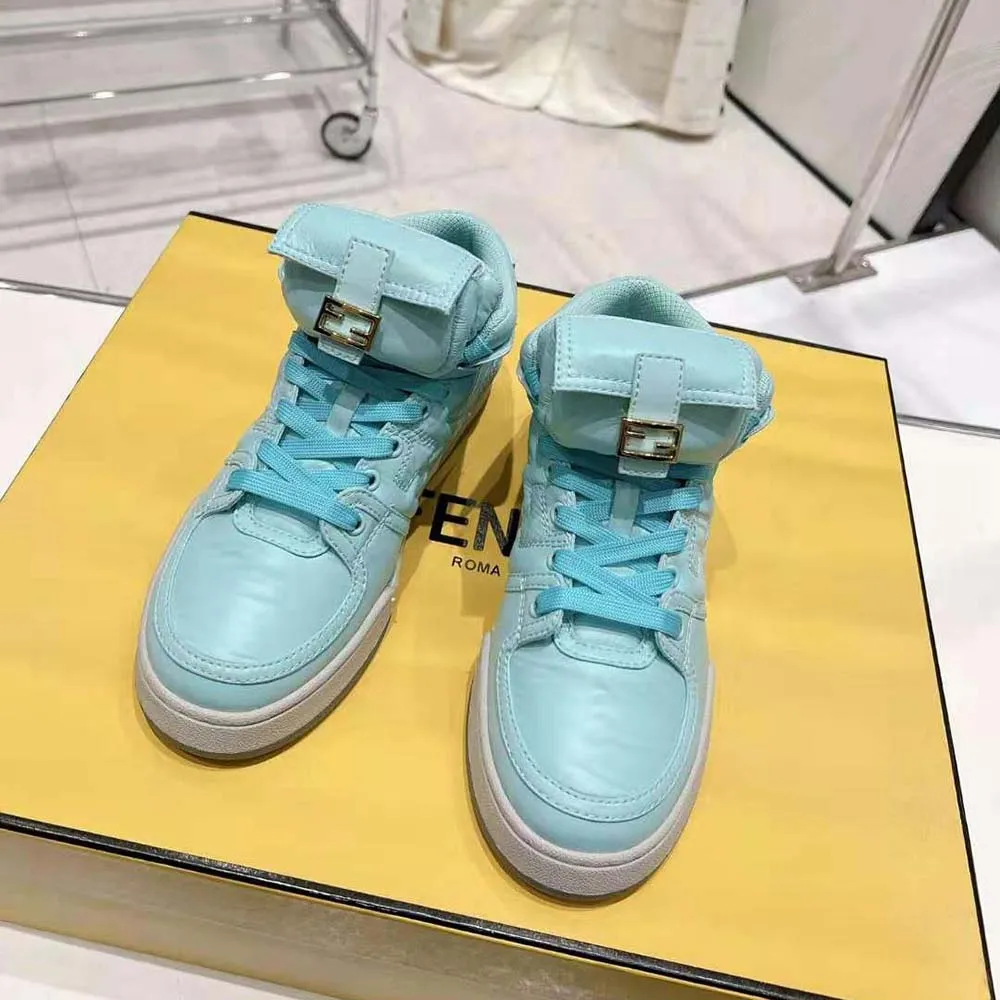 Fendi Zapatillas altas unisex Match de nailon turquesa