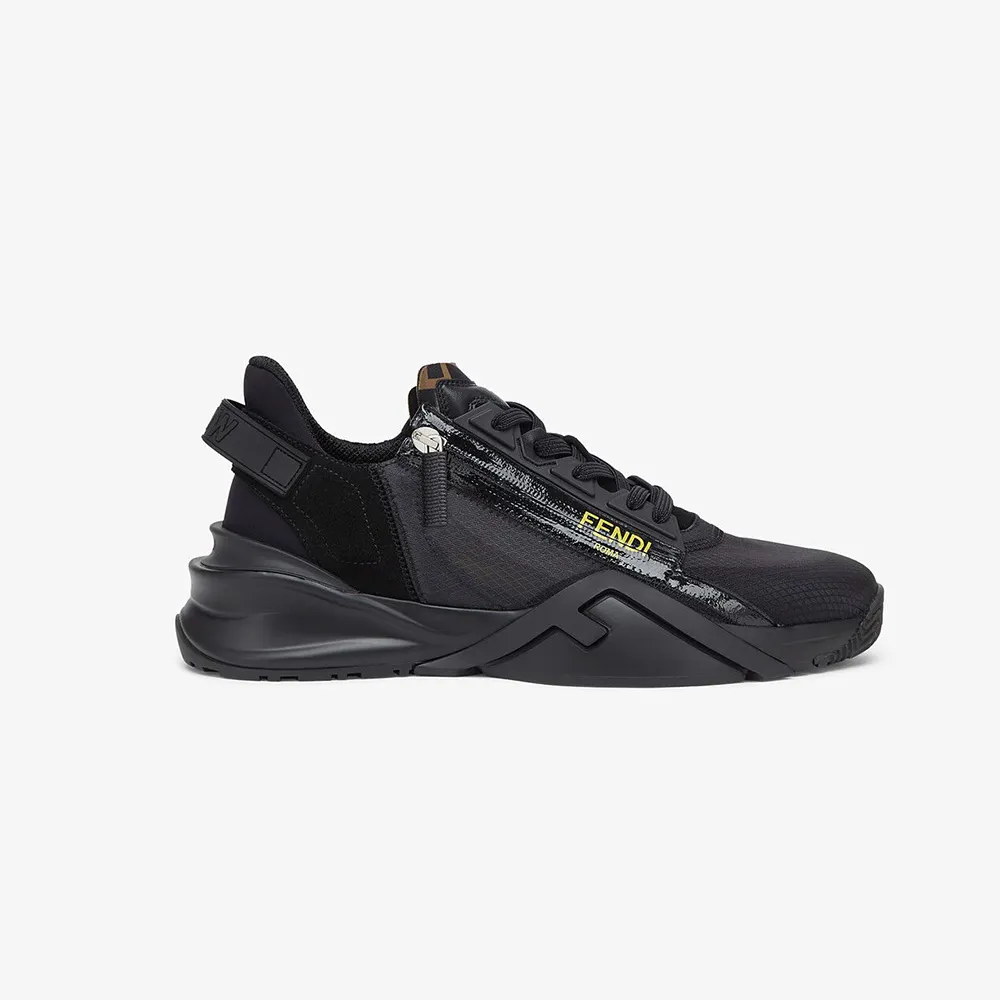 Fendi Zapatos unisex Flow Zapatillas bajas de nailon negro