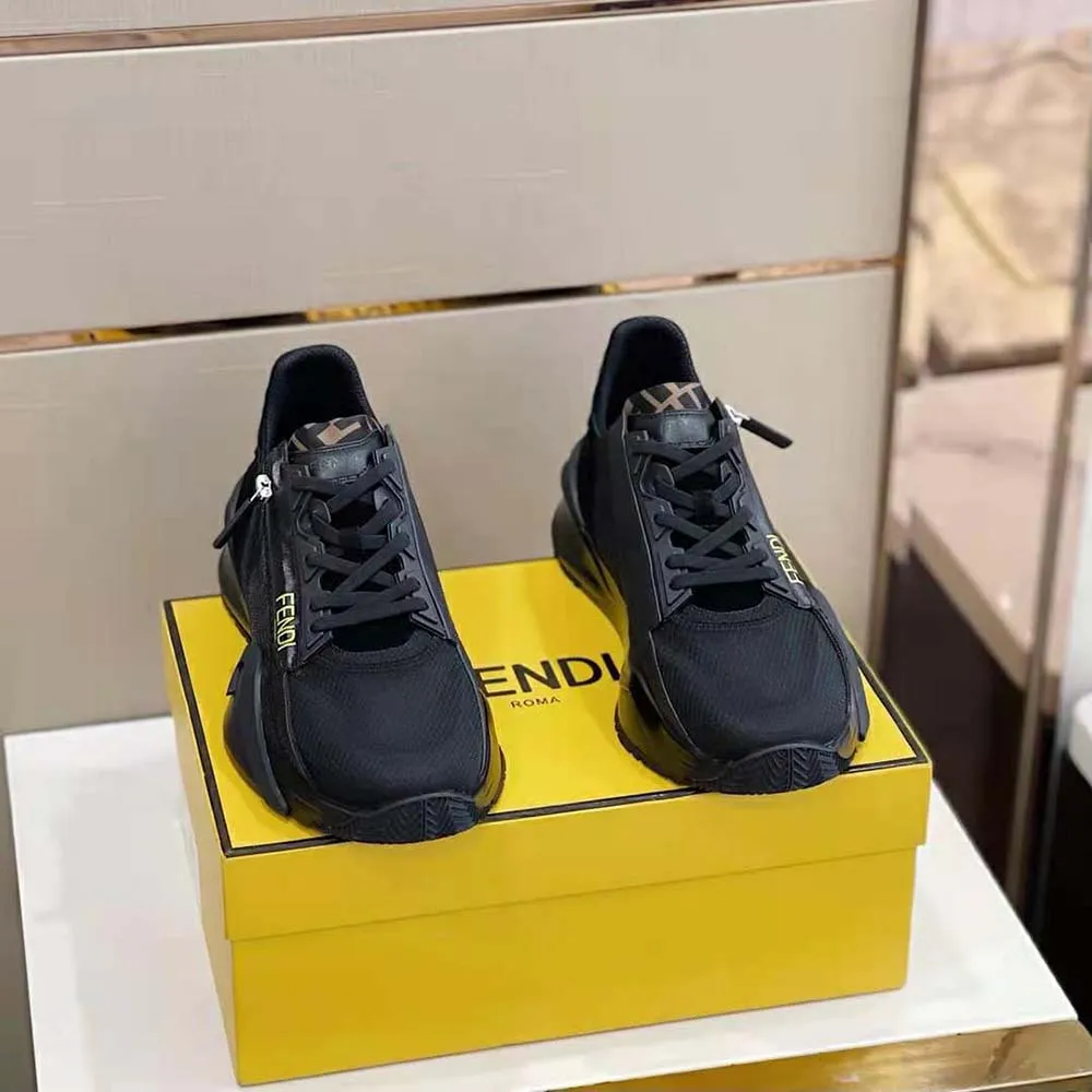 Fendi Zapatos unisex Flow Zapatillas bajas de nailon negro