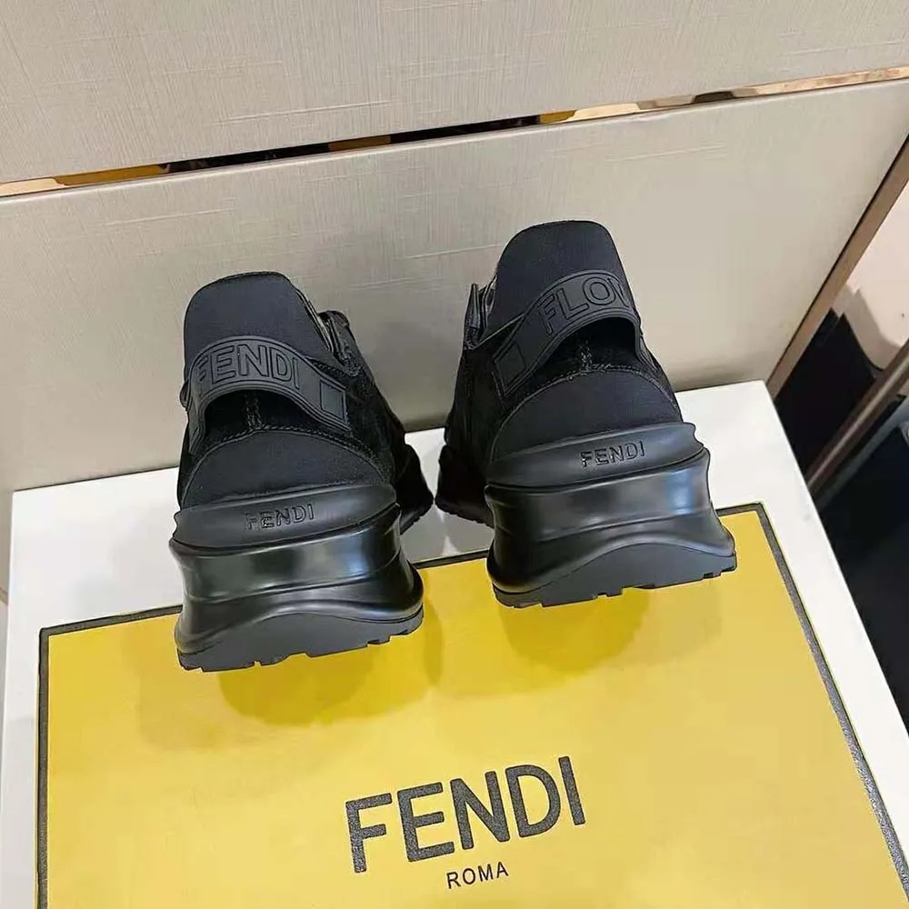 Fendi Zapatos unisex Flow Zapatillas bajas de nailon negro