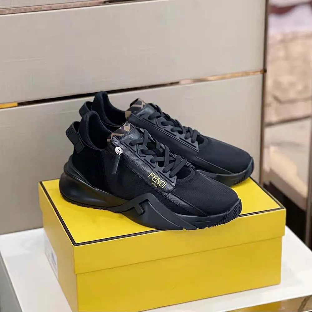 Fendi Zapatos unisex Flow Zapatillas bajas de nailon negro