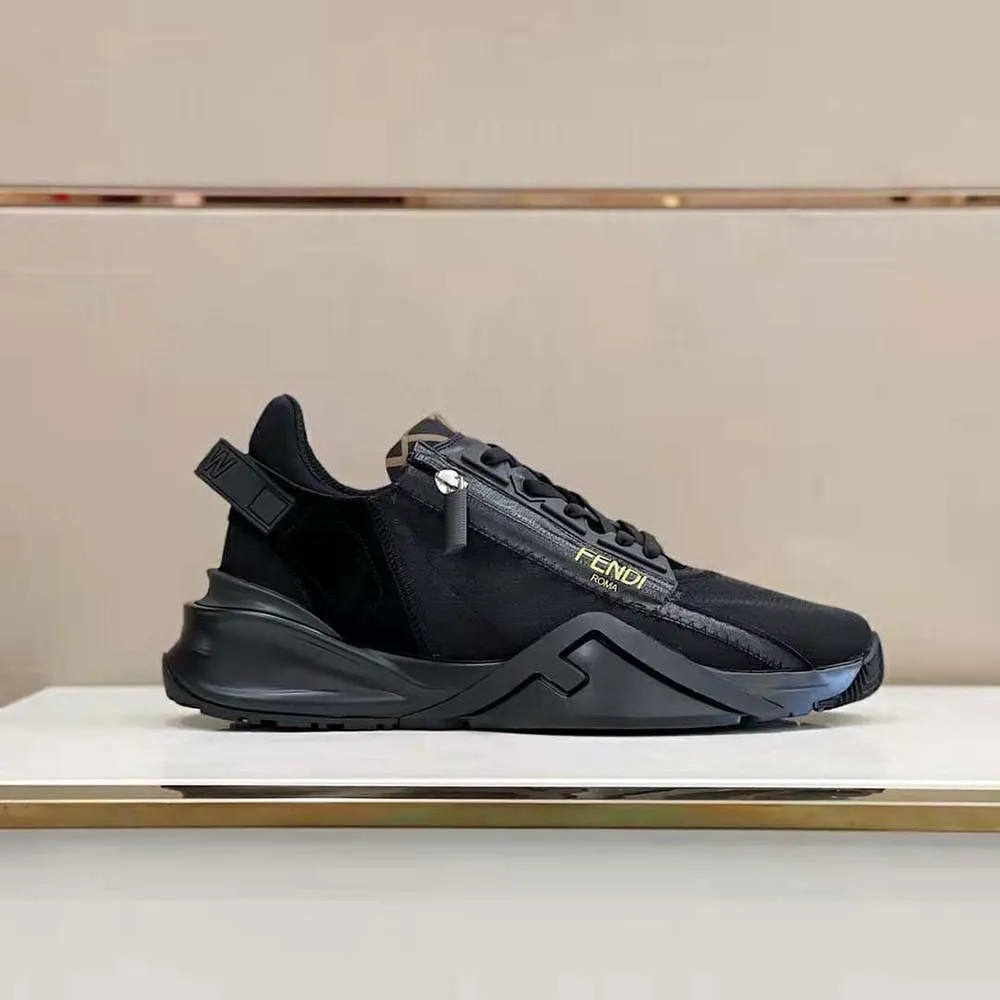 Fendi Zapatos unisex Flow Zapatillas bajas de nailon negro