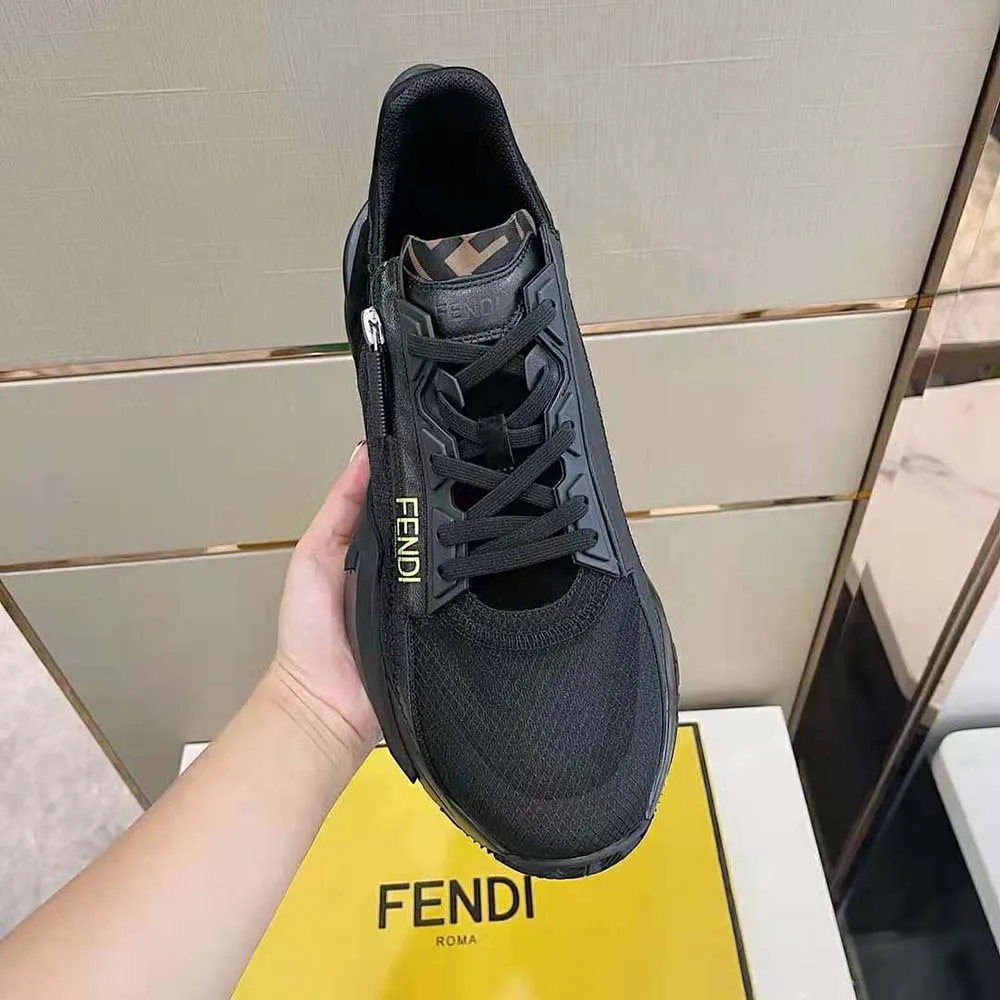 Fendi Zapatos unisex Flow Zapatillas bajas de nailon negro