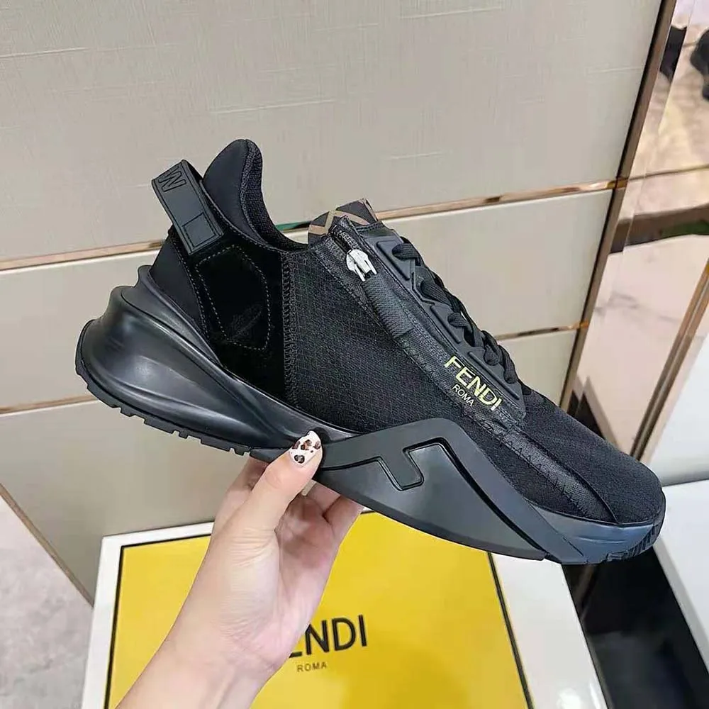 Fendi Zapatos unisex Flow Zapatillas bajas de nailon negro