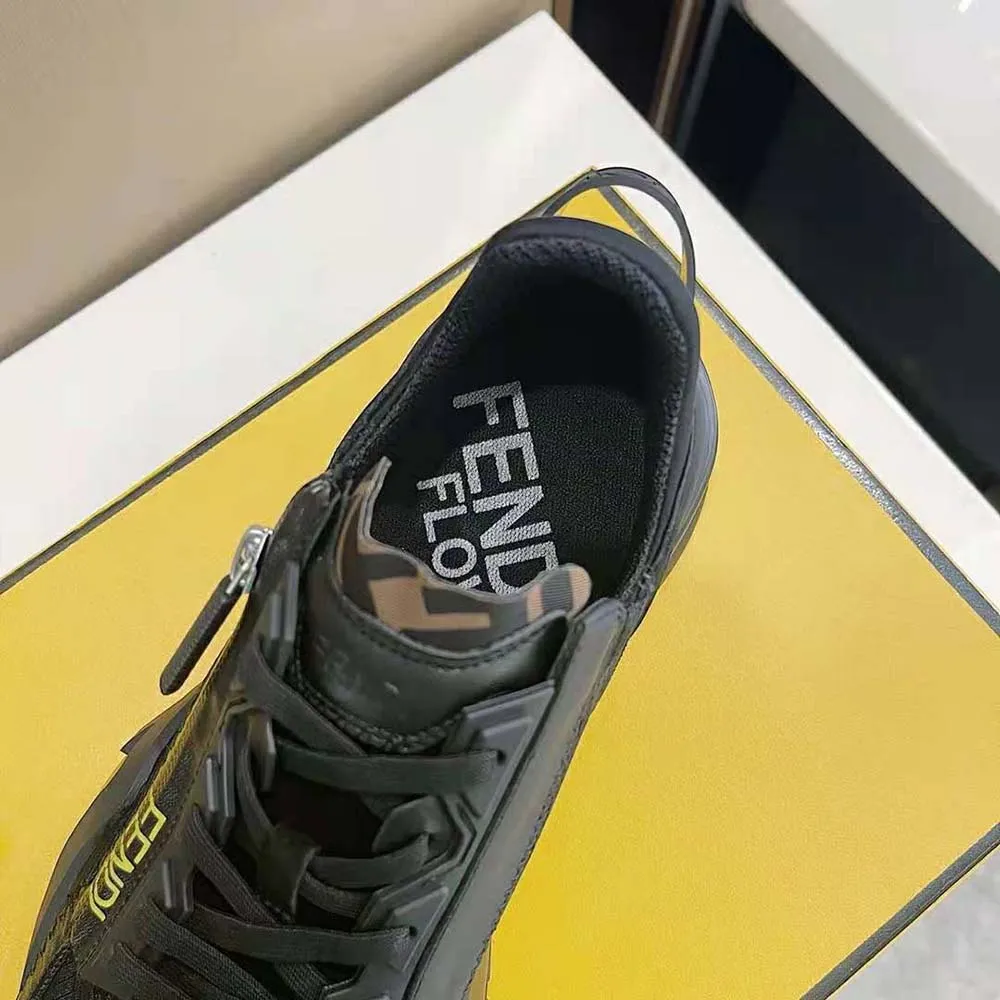 Fendi Zapatos unisex Flow Zapatillas bajas de nailon negro