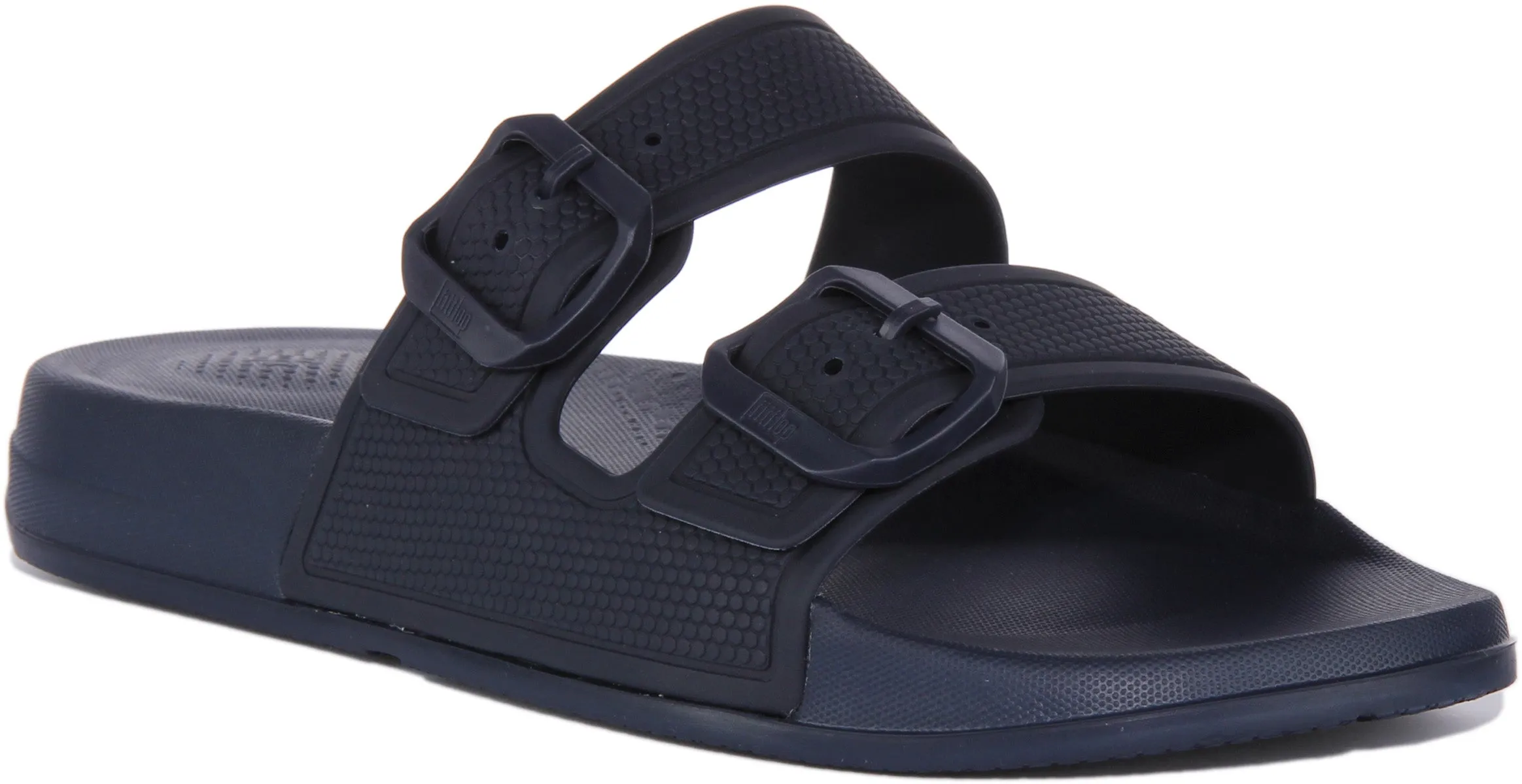 FitFlop Iqushion Sandalia de goma con dos hebillas para mujer en medianoche