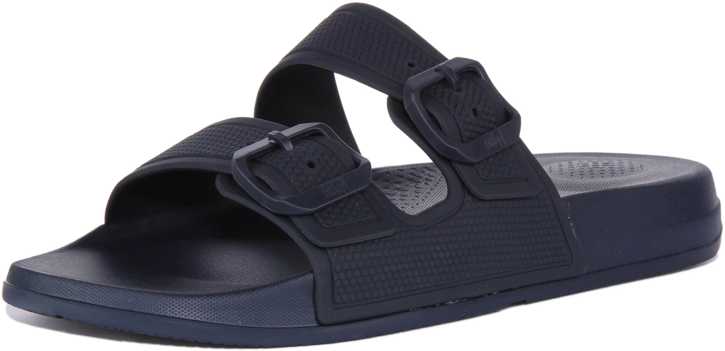 FitFlop Iqushion Sandalia de goma con dos hebillas para mujer en medianoche