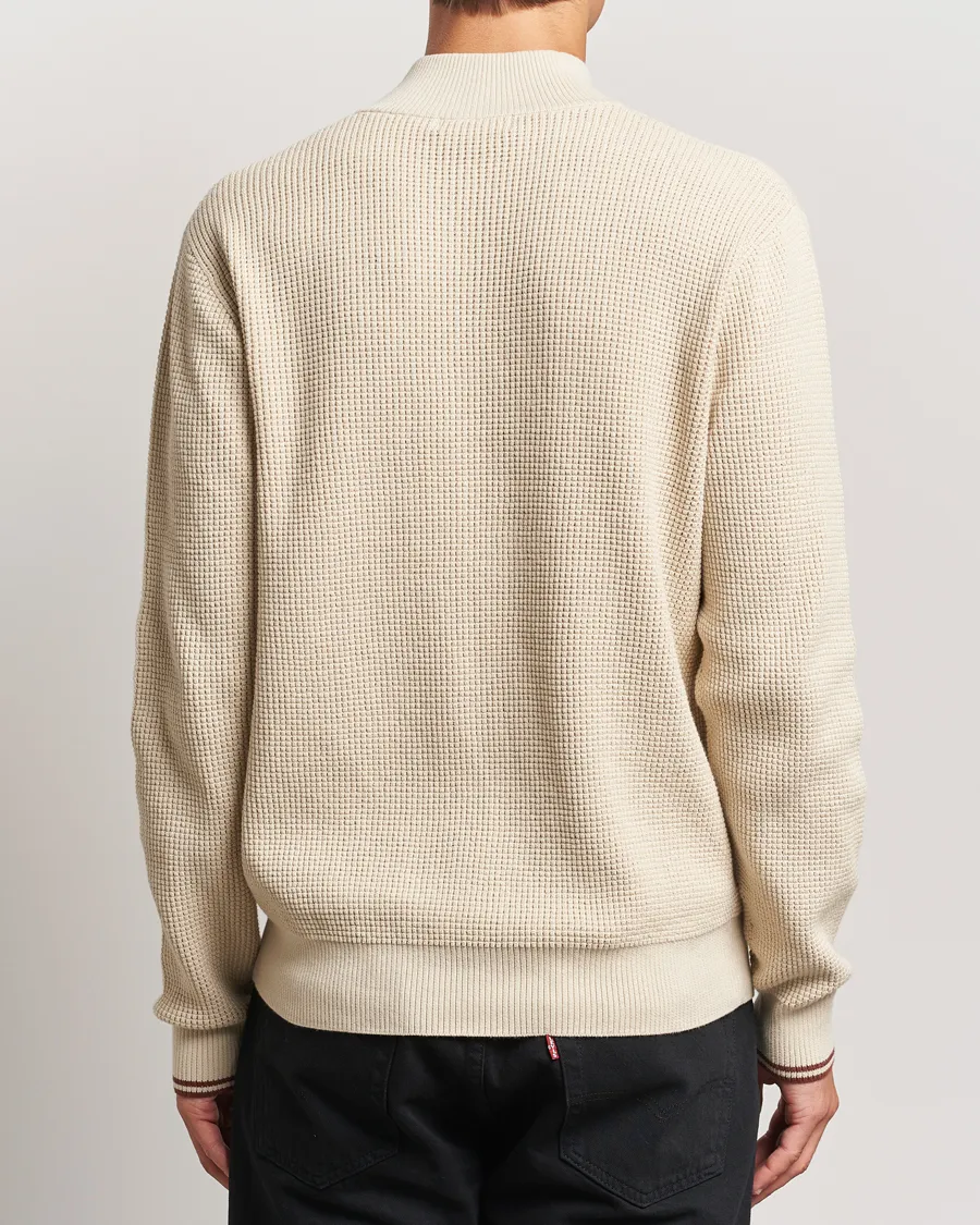 Fred Perry Waffle Stitch Half Zip Oatmeal