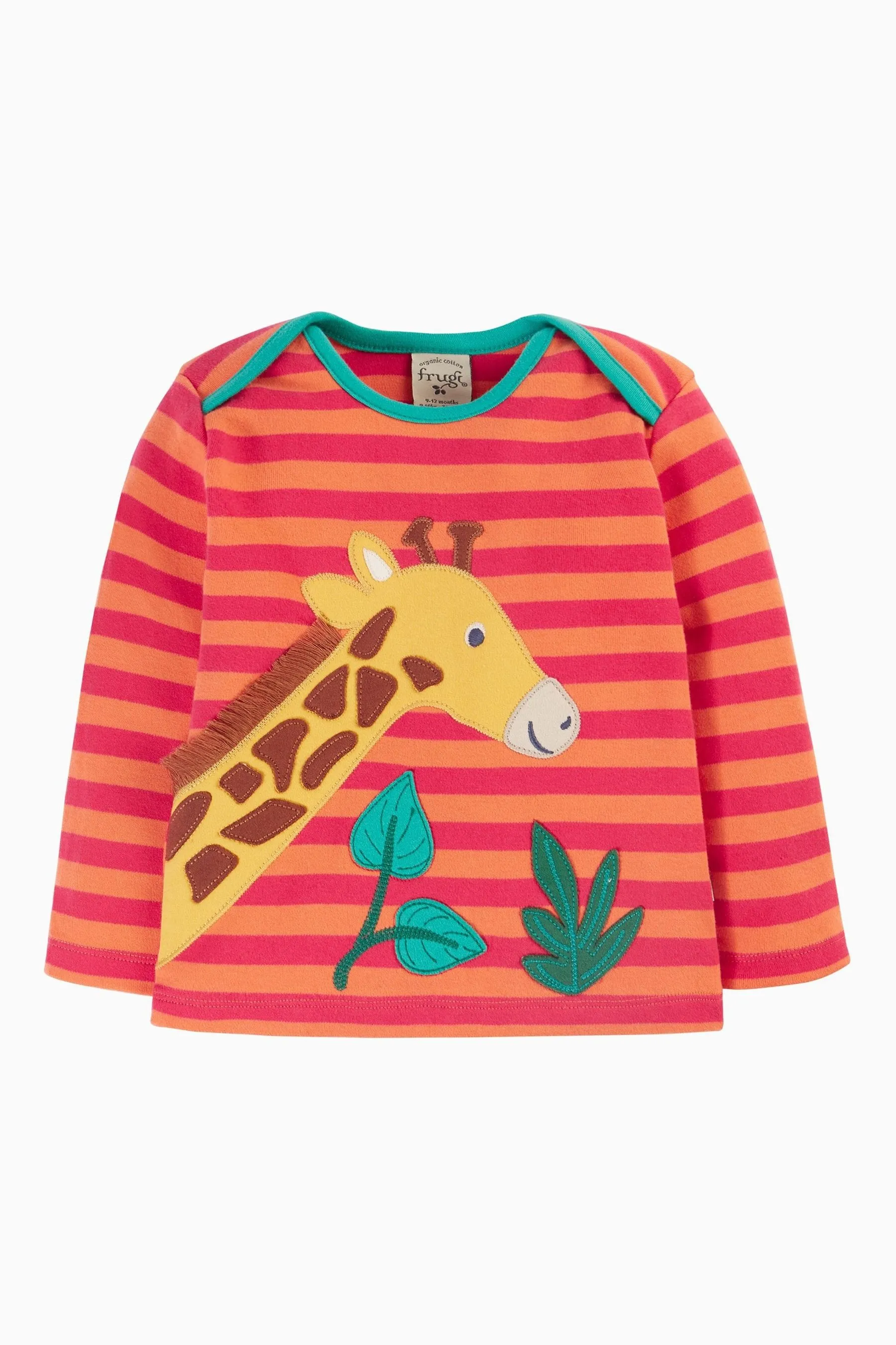 Frugi Grey Stripe Giraffe Applique Top