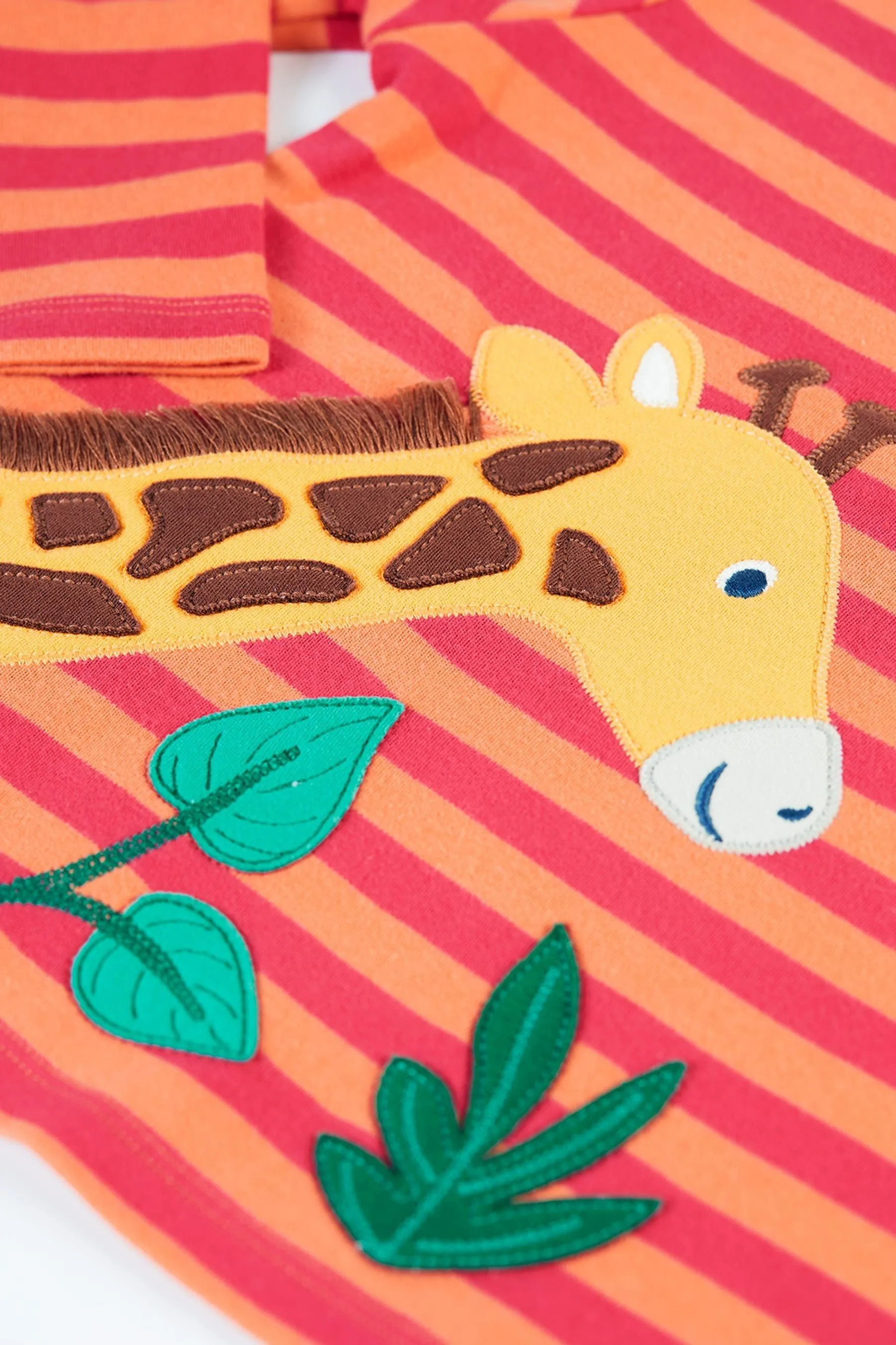 Frugi Grey Stripe Giraffe Applique Top