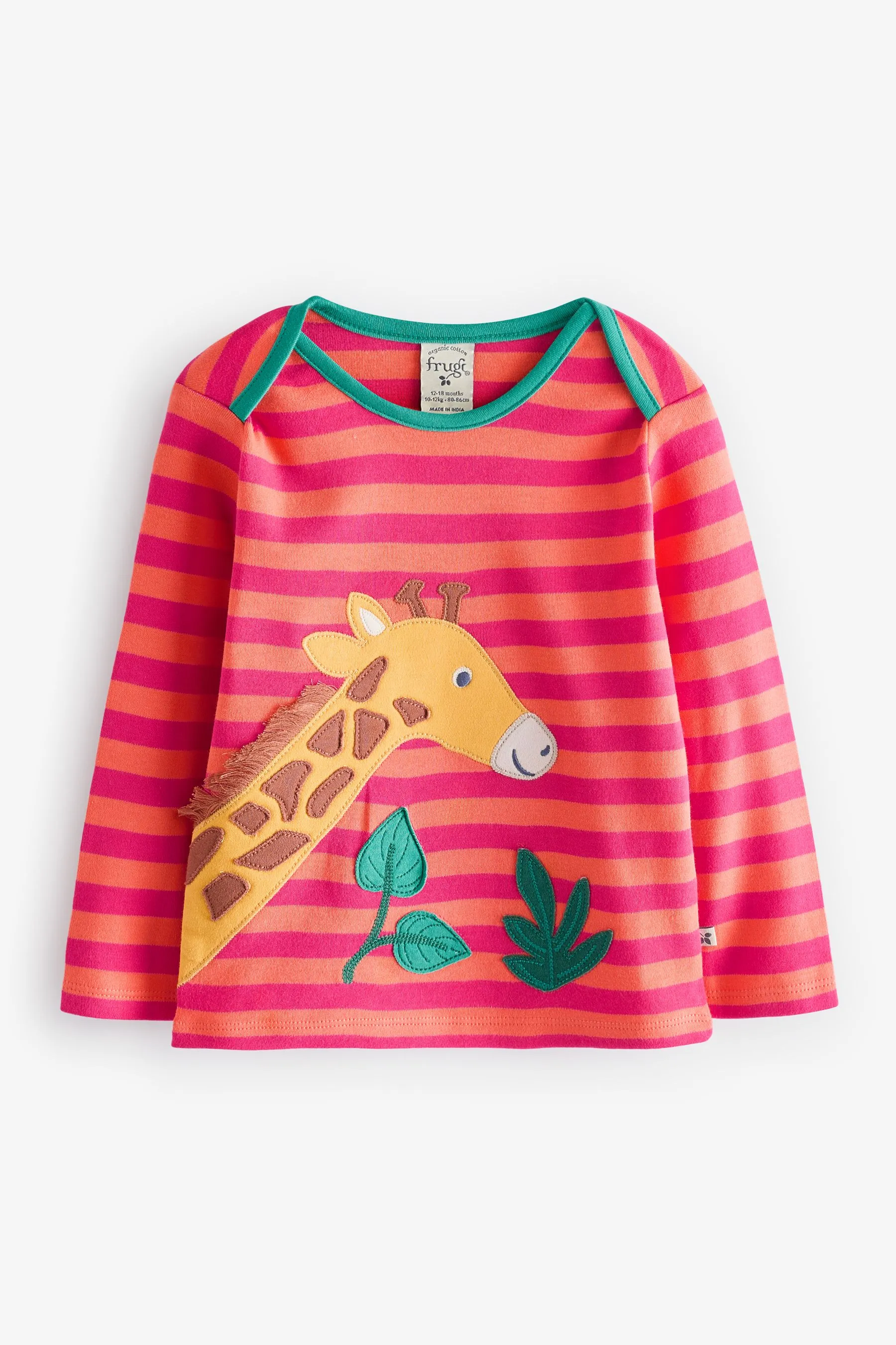 Frugi Grey Stripe Giraffe Applique Top