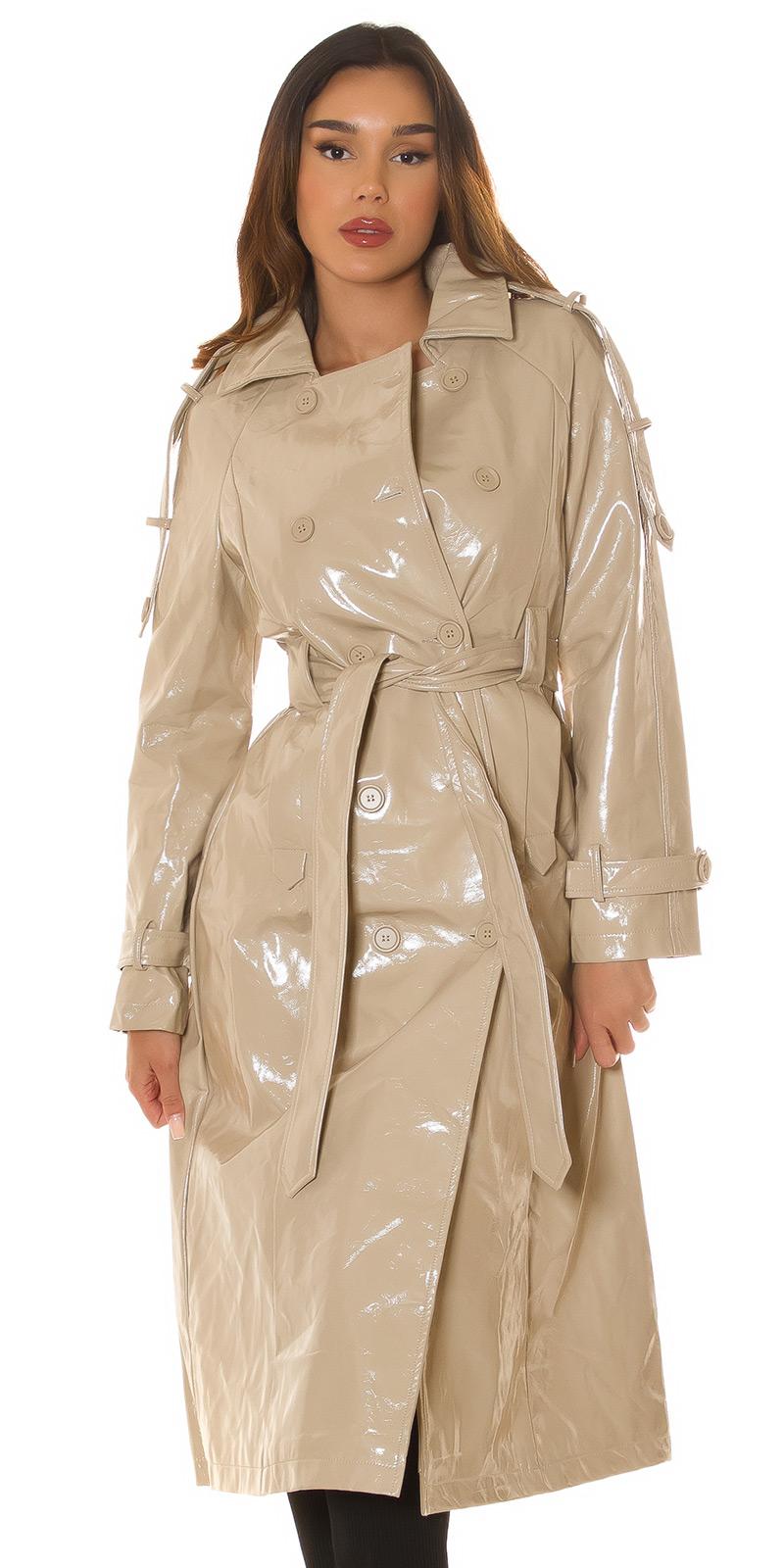 Gabardina de cuero sintético beige