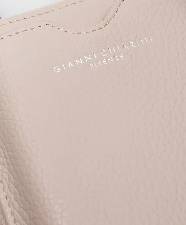 Gianni Chiarini Beige leather dollar wallet with strap