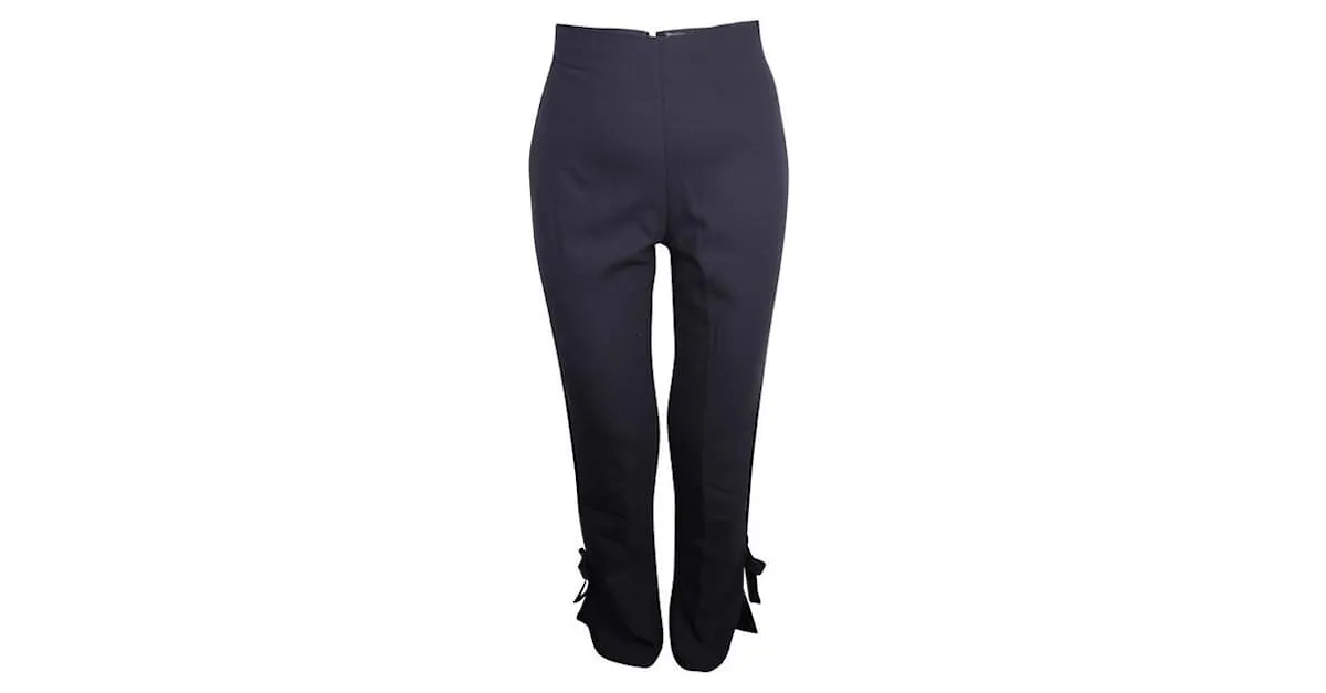 GIANNI VERSACE Pantalón azul marino con lazos 