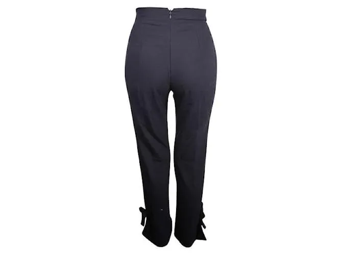 GIANNI VERSACE Pantalón azul marino con lazos 