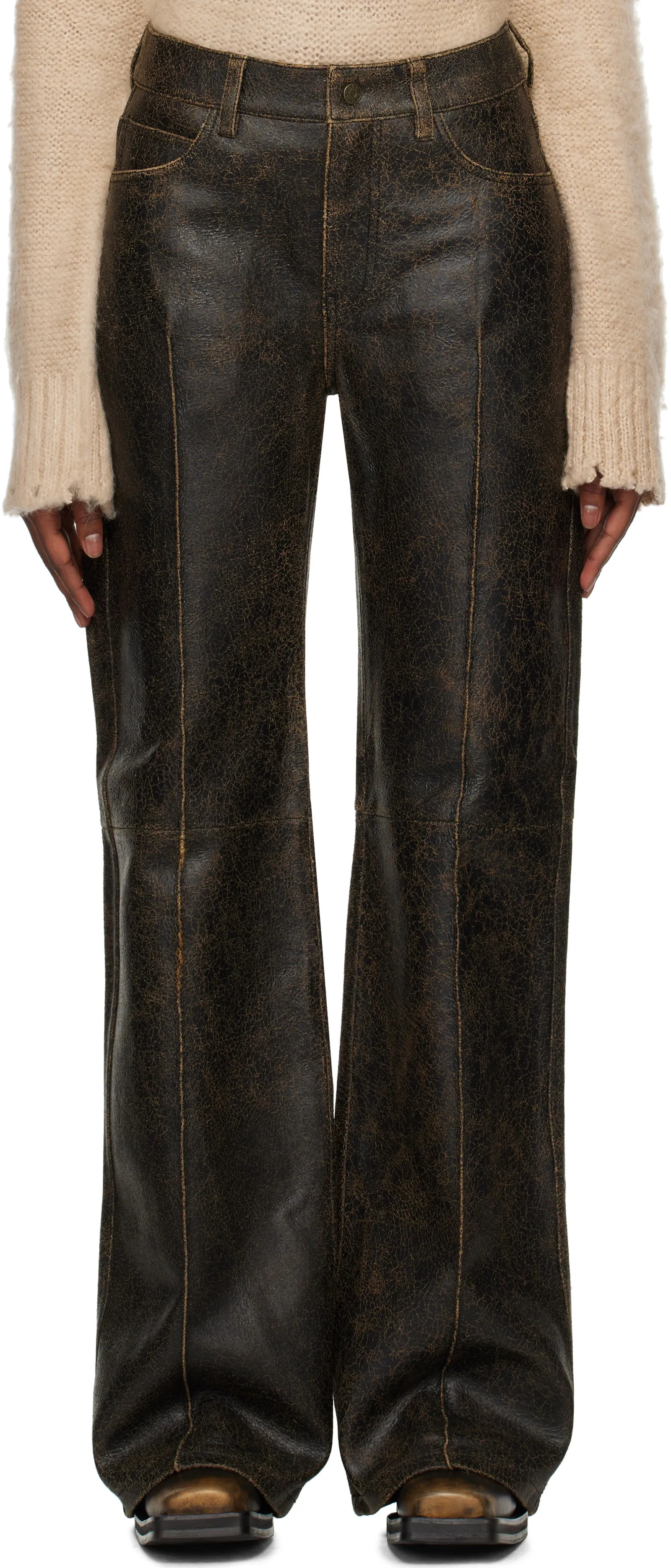 GUESS Crackled Leather Pants